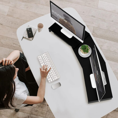Dual Monitor Stand Riser 2 Monitor Desktop Organizer Adjustable Angle And Length - Picture 4 of 12