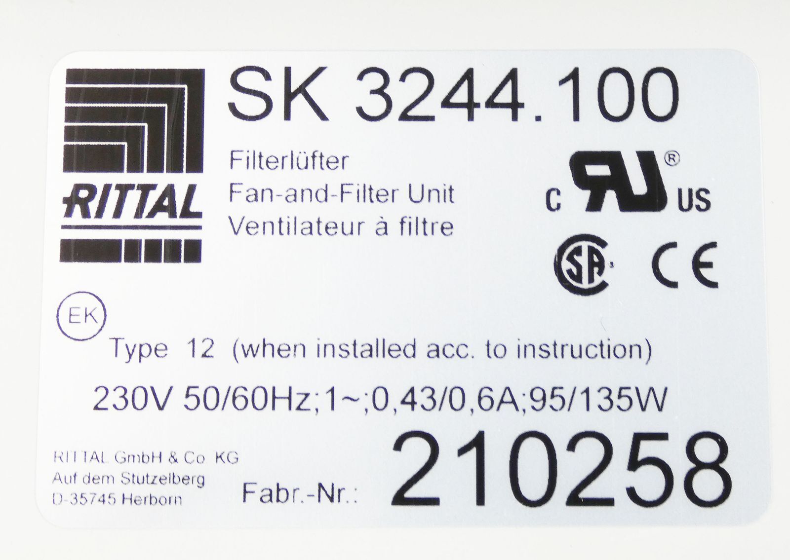 Rittal SK 3244.100 TopTherm Filterlüfter for sale online | eBay
