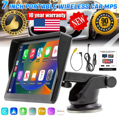 2024 Newest 7'' Portable Car Stereo Wireless Apple CarPlay Android Auto IPS USB