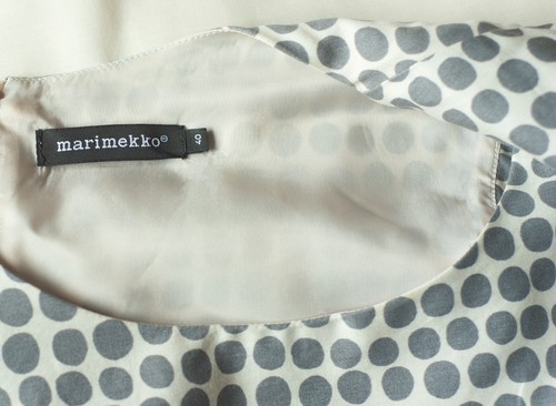 Grey and white designer vintage midi polka dot dress marimekko, size m - Picture 6 of 7