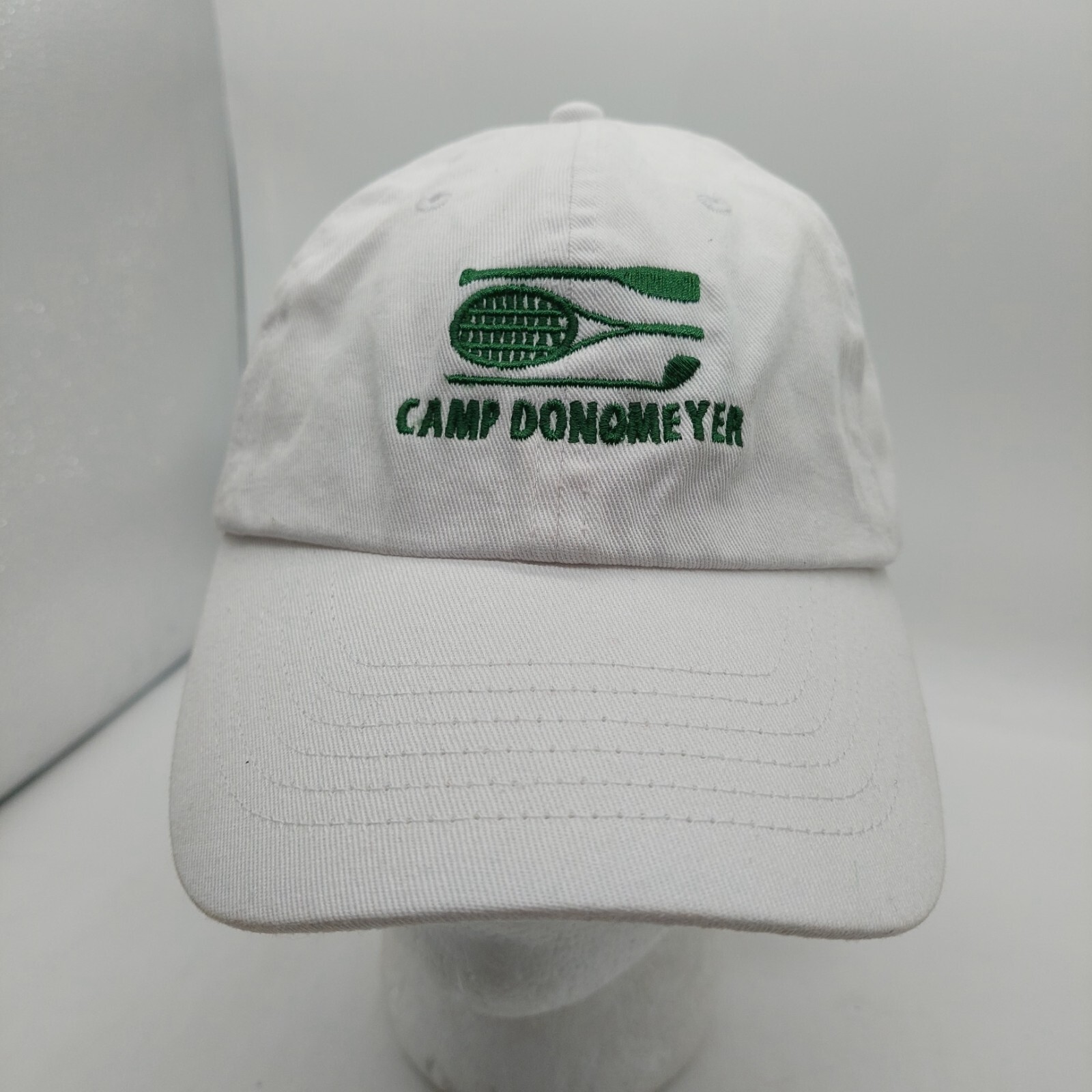 Camp Donomeyer White Green Embroidered Buckle Strap Hat