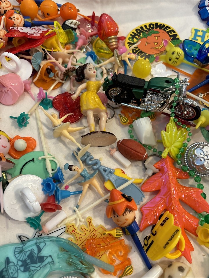 Huge Lot Vintage Cup Cake Topper Crafter Christmas Pick Birthday