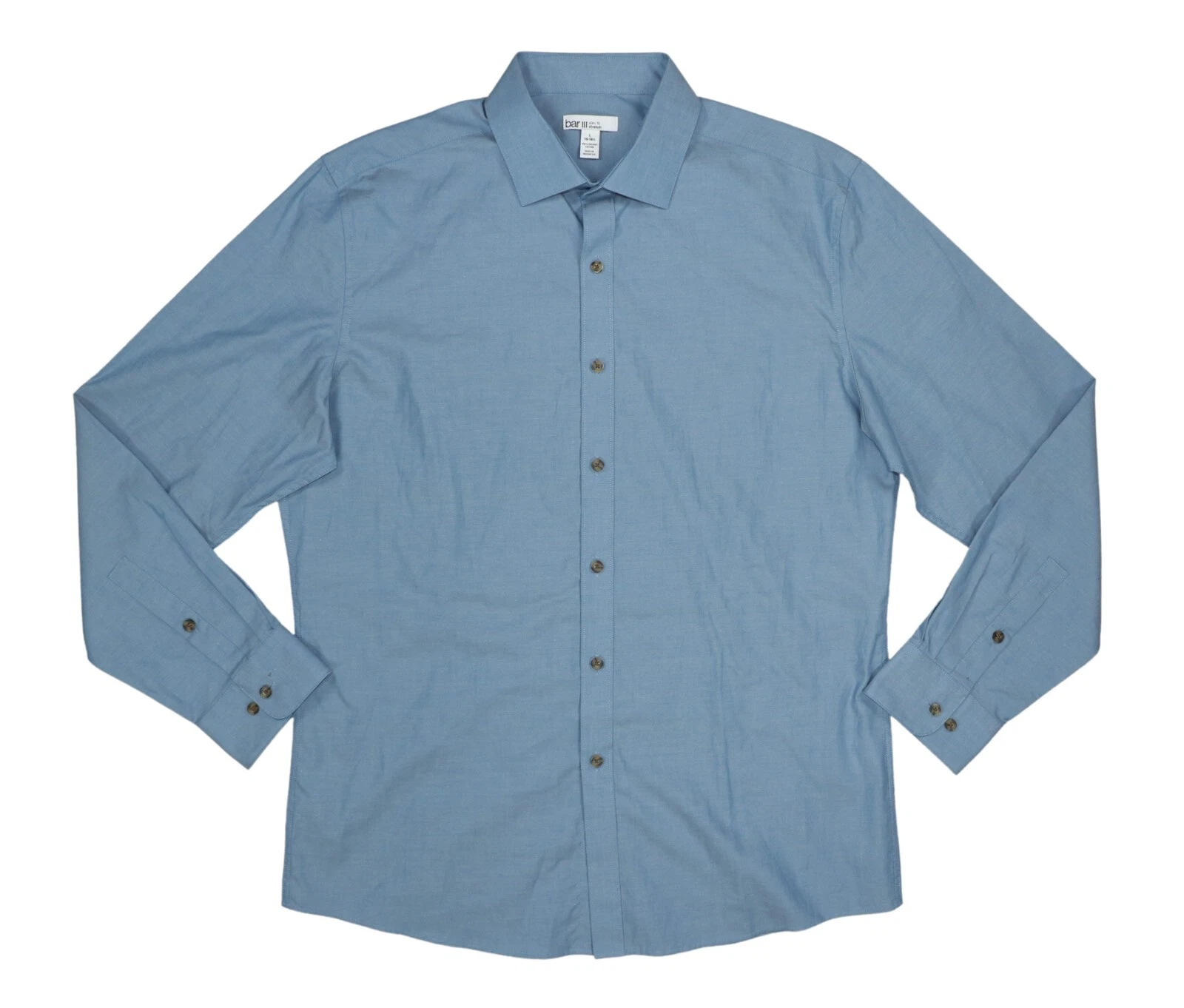 Bar III Slim Fit Stretch Solid Color Men's Long Sleeve Button Down Shirt NWT