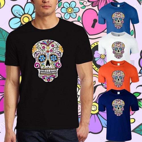 sugar skull t shirt mens