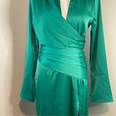 ASOS DESIGN Curve drape shirt midi dress in satin emerald green Size 6 |  eBay