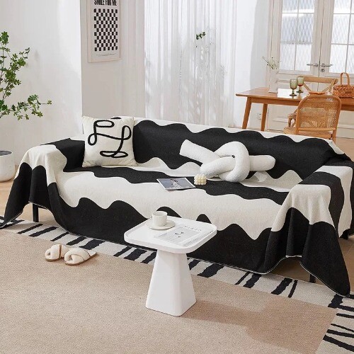 Chenille Sofa Towel Universal Double-side Lines Sofa Cover Throw Blanket Towel - Zdjęcie 11 z 18