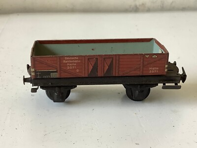  Vintage Trix Express HO/DC Niederbordwagen 2071 Halle ''Blech''  (DH15-2R1/6/5)-1