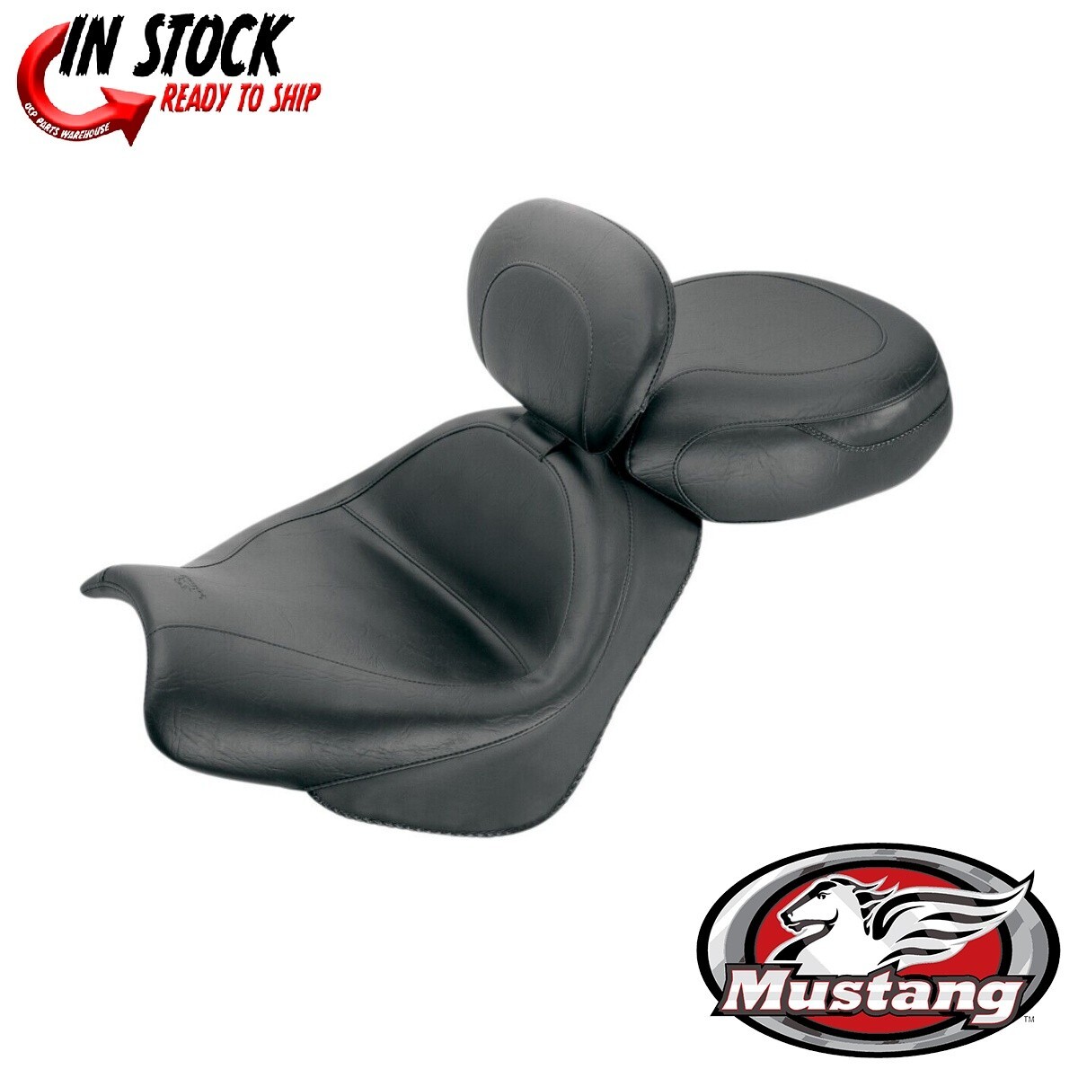Mustang 2 Piece Wide Touring Seat W/ Driver Backrest Honda VTX