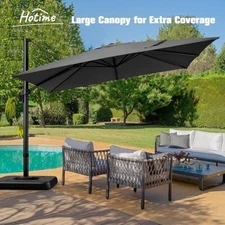 HOTIME 10x10ft Patio Umbrella with Base Outdoor Market Patio Cantile Umbrella