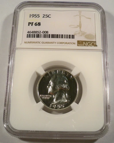1955 25c NGC PF68 PROOF WASHINGTON QUARTER SILVER PF 68