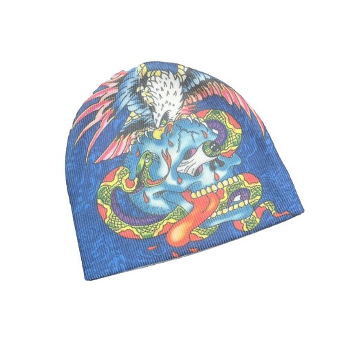 Ed Hardy ビーニー タイガー柄 y2k 00s NWT Ed Hardy 2 pk Y2K Hat Beanie Screaming Tiger & Rhinestone Grey