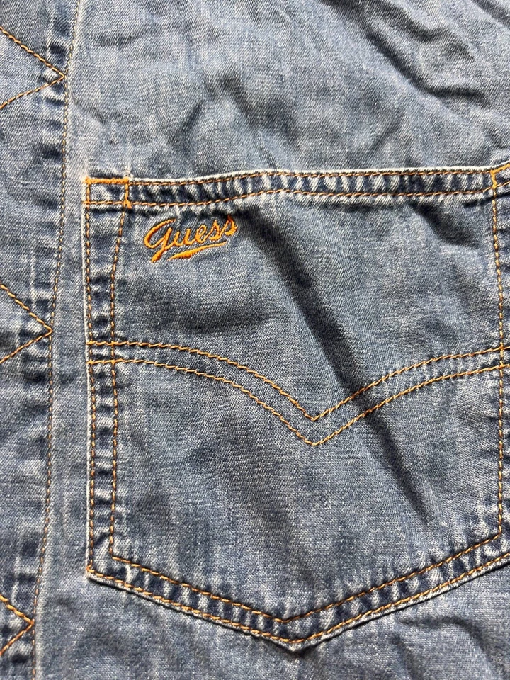 Guess Denim Shirt Men's Medium Chambray Y2K Preppy Grunge 90s Button Down - Image 2 of 4