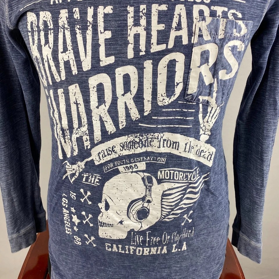 Camisa Tranquility Mayhem Para Hombres M Corazones Valientes Motocicleta Guerreros Calavera Huesos Foto 3 de 4