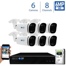 8 Channel NVR 6 X 6MP PoE IP Outdoor Varifocal Microphone Security Camera System