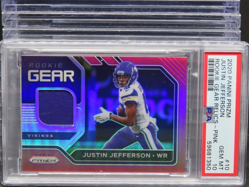 Justin Jefferson Panini Prizm Rookie Gear Relics #10 Pink