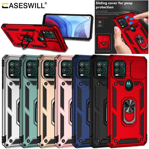 For Motorola Moto G Stylus 5G 2021 Shockproof Ring Stand Case + Screen Protector