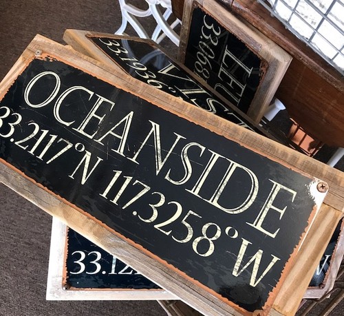 "Oceanside" Sign - Longitude/Latitude Custom Wooden Sign - Home Decor - CA - Picture 2 of 5
