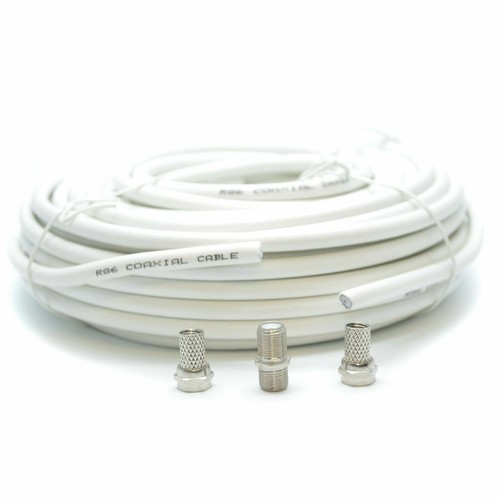 Cavo coassiale satellitare RG6 20m bianco cavo coassiale per TV Sky Plus HD & F + clip - Foto 3 di 12