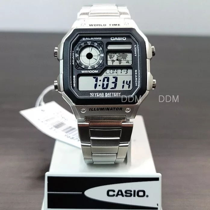 CASIO AE 1200WHD 1AVDF Life Digital Stainless Steel Quartz Watch Original New