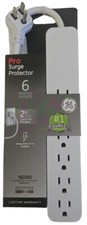 GE Pro 6-Outlet Surge Protector, 2 Ft Extension Cord, 620 Joules, Power Strip, F