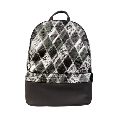 ZERO Geruchsdichter Rucksack mit Carbonfutter | grau Patchwork Schlangenleder kleine Tasche