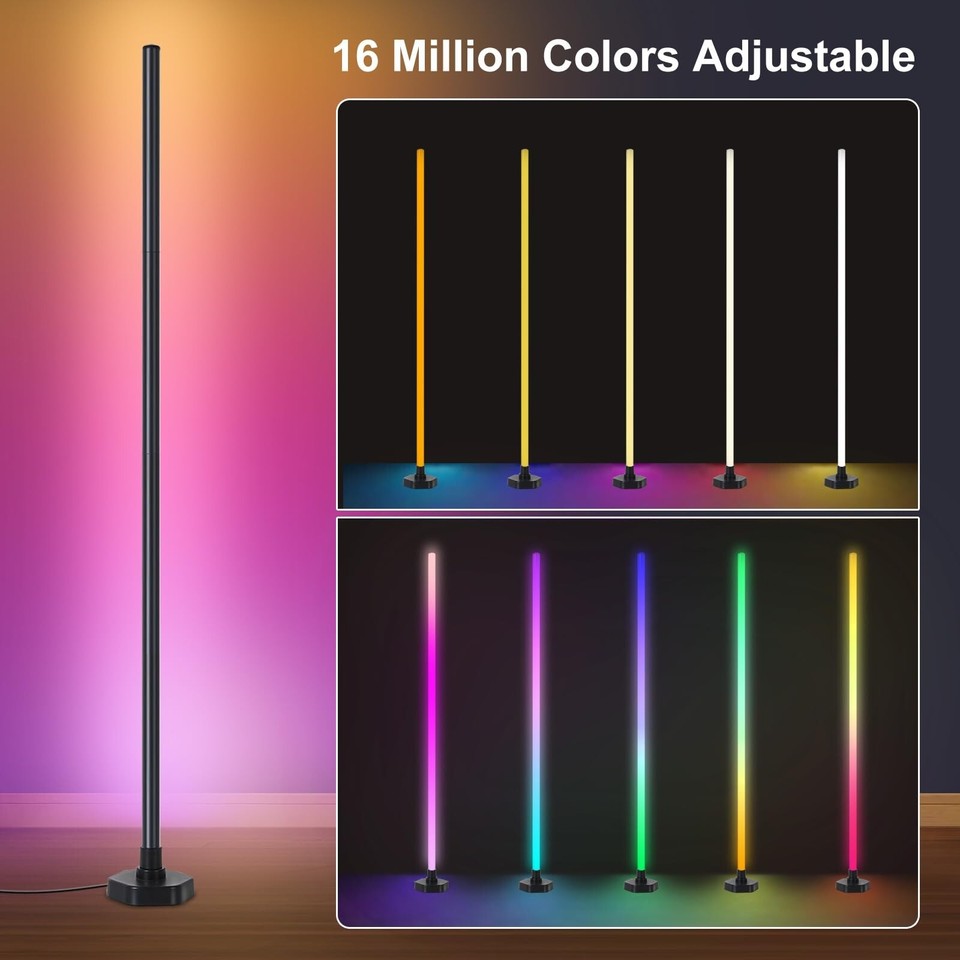 Smart RGB Corner Floor Lamp,Led Color Changing Corner Light Compatible