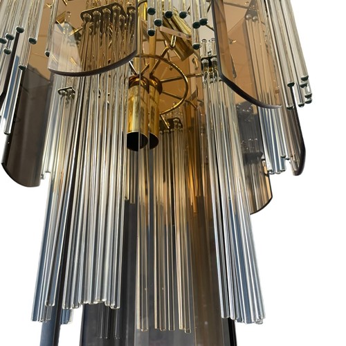Mid Century Modern Chandelier Light Ceiling Pendant Glass Smokey 5 Bulb 1980's - Picture 13 of 13