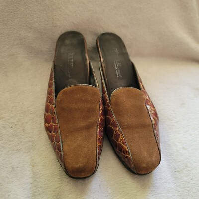 Helle Comfort Shoes Jackie - Sz 38 Brown Leather Slip On Mules