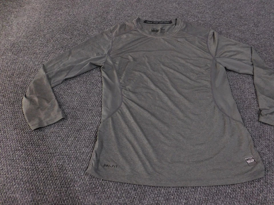 Nike Pro Combat Dri-Fit Shirt Mens Large Gray Long Sleeve Fitted Athletic Top - Image 3 of 4