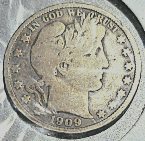 1909 Barber Half Dollar Us Silver Coin F Fine 90% Silver US