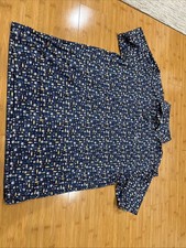 Rhoback Performance Polo Shirt Blue Size Large Cocktails Print