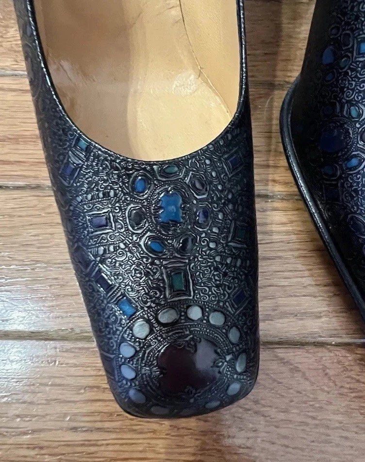 Tacones detallados de cuero Gianmarco Lorenzi hechos en Italia Foto 2 de 4