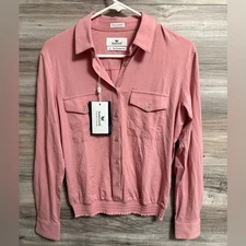 NWT Buttercloth Pink Button Down Pre-Tucked Fit Top