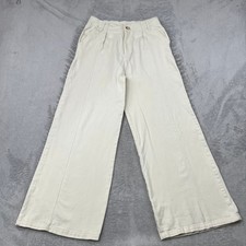 Cider Cream Wide Leg Pleated Trousers High Waisted Seam Front Pants Womens Small