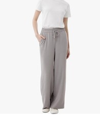 Women  s Light-Weight Palazzo Wide Crinkle Pants Gulf Gray M : May You Be