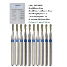 Multi-Use Dental Diamond Burs Pear 330 FG Medium Coarse Grit High Speed Burr