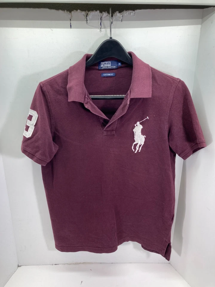 Рубашка поло Polo Ralph Lauren женская размер M темно-бордовая индивидуальная подгонка логотип Big Pony для гольфа - Изображение 3 из 4
