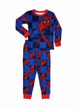 Marvel Spider-Man Boy's Long-Sleeved Checkered Pajama Set-Size 6 - NWT