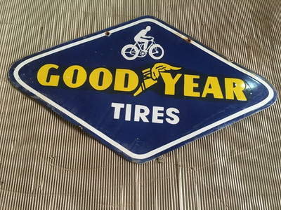 PORCELIAN GOOD YEAR ENAMEL SIGN SIZE 36X18 INCHES DOUBLE SIDED