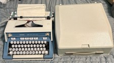 Vtg Hermes 3000 1971 Blue Typewriter Rare EUC Needs Service Read thumbnail