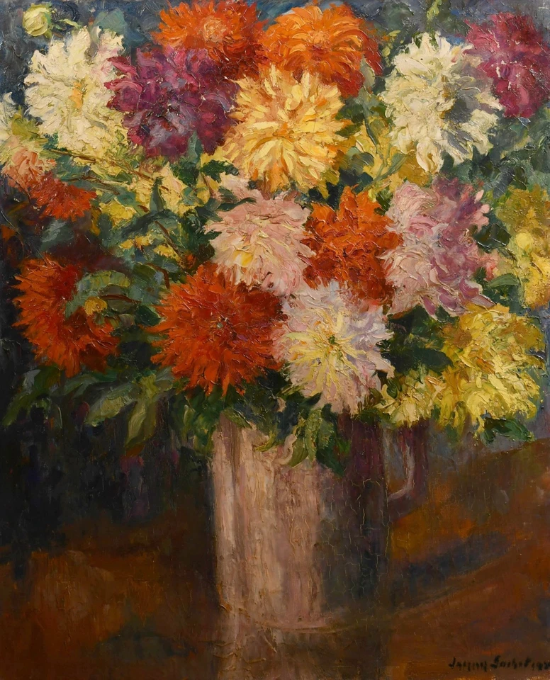 JACQUES GACHOT (1885-1954) STILLLEBEN BLUMEN ANTIK FRANZÖSISCHES ÖLGEMÄLDE - Bild 2 von 4