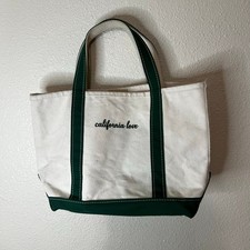 L.L.Bean Canvas boat and tote bag green california love made USA 1990s vintage