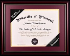 Solid Wood Diploma Frame 8.5 X 11 Certificate Frames with Maroon Mat or 11X14 Do