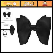 Men's 100 Satin Silk Oversized Pre-tied Bowtie - Handmade Solid Tuxedo Big Bow