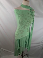 Kitty Mint Green Intricate Beadwork Sequins Floral Embroidered Dress Size Large