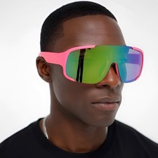 Shield Sunglasses Mirrored Lens Sport Cycling Running Glasses Pink Frame Lentes