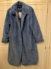 b.young Women's Faux Fur Pale Blue Full Length Coat Size 38 / 12