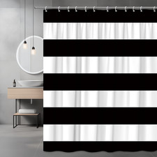Black and White Stripe Shower Curtain, Modern Minimalist Bold Horzontal Pattern