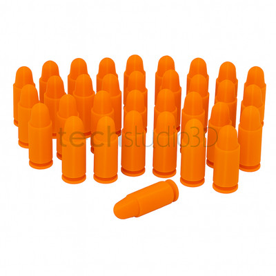 9mm Orange Dummy Rounds- Snap Caps - Dry Fire  Training. Reusable .TechStudio3D