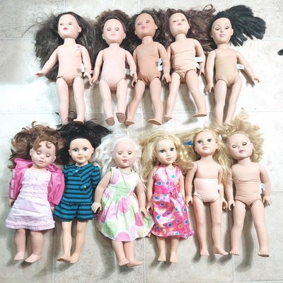 11 Assorted Old Dolls, Journey Girls Vinyl 18'' Doll Madame Alexander Play Wonder